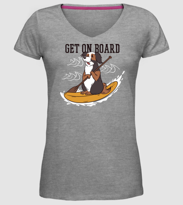 Câine vâslind model gri pe tricou