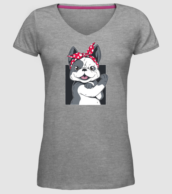 Bulldog Francez model gri pe tricou
