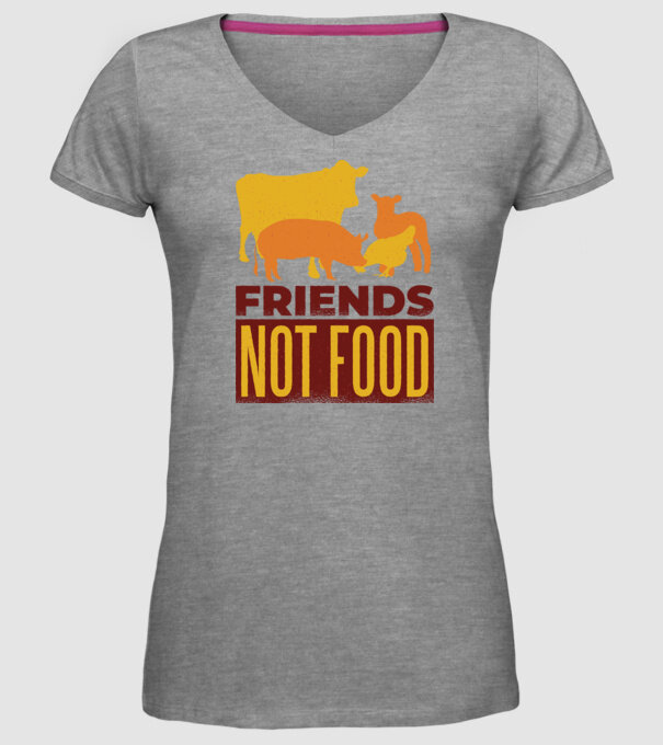 Friends not Food Vegán model gri pe tricou