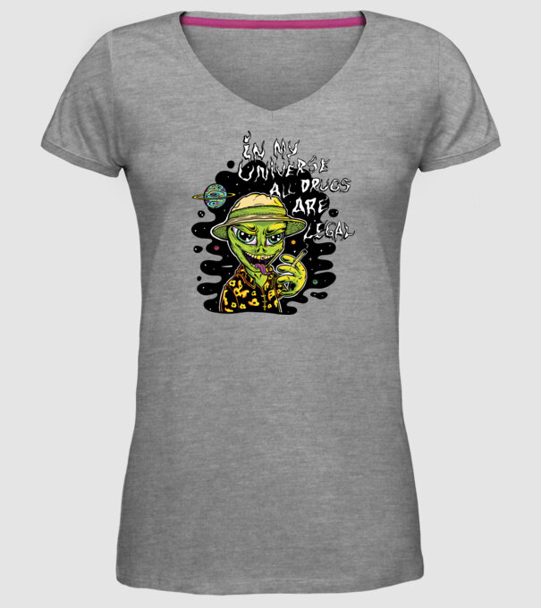 Alien drogat model gri pe tricou