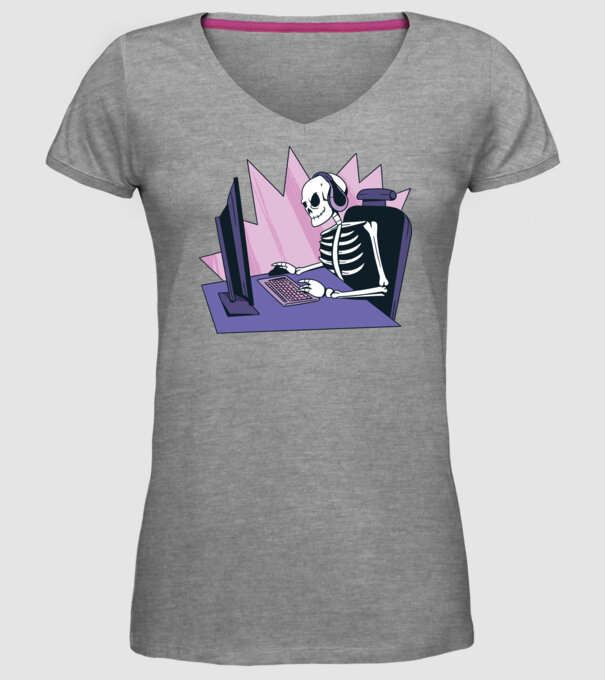 Schelet Gamer model gri pe tricou