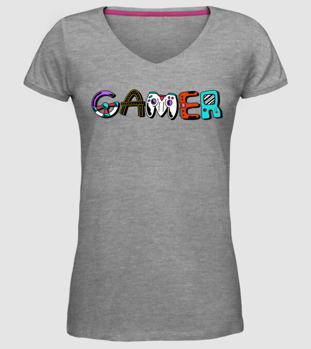 Inscripție Gamer model gri pe tricou
