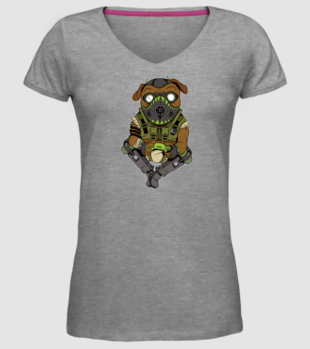 Mops Gamer model gri pe tricou