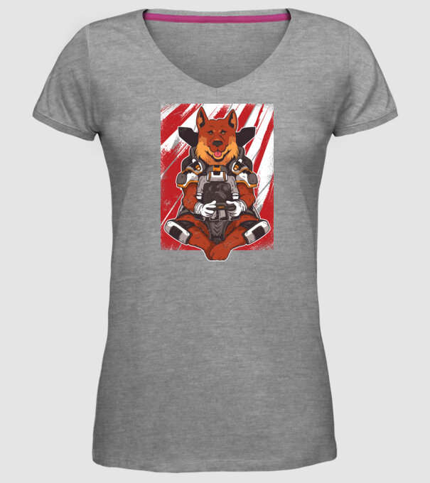 Gamer Ciobănesc german Apex model gri pe tricou