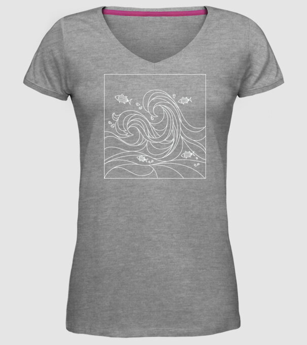 Ocean geometric model gri pe tricou
