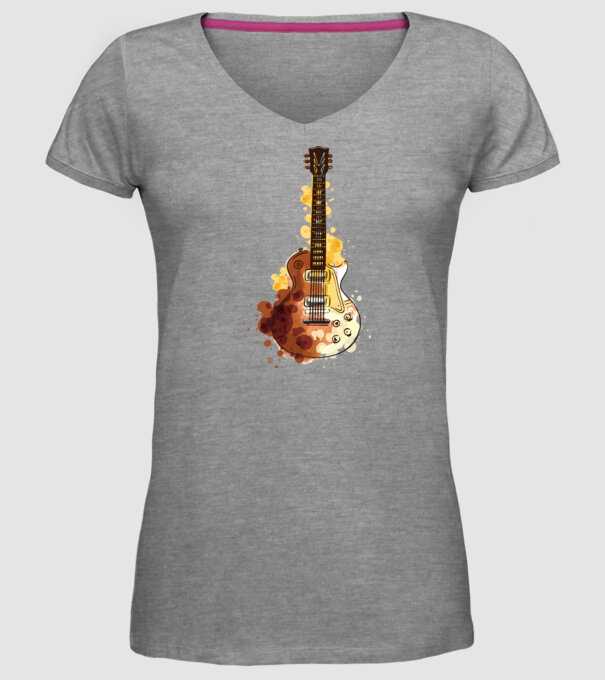 Chitara Pictură model gri pe tricou