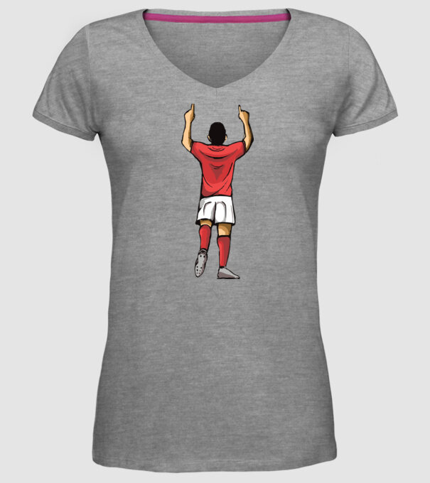 Fotbalist sărbătorind golul model gri pe tricou