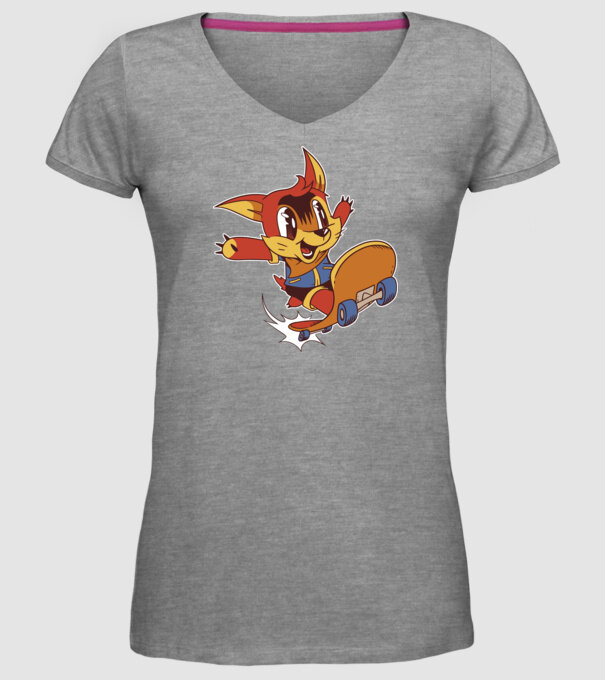 Veveriță Skateboarder model gri pe tricou