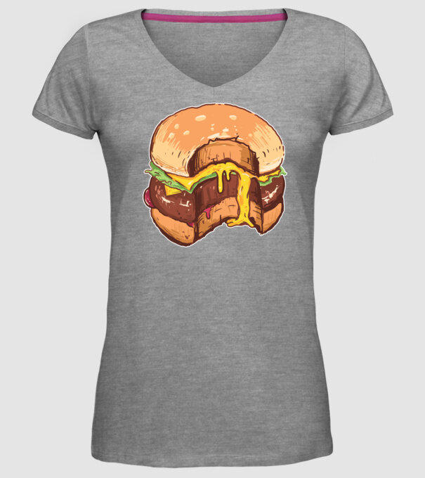 Hamburger model gri pe tricou