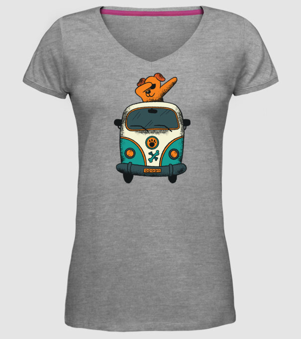 Microbuz Hippi Câine DAB model gri pe tricou
