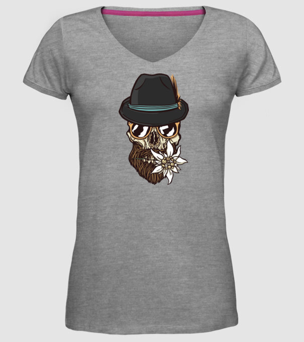 Craniu Hipster model gri pe tricou