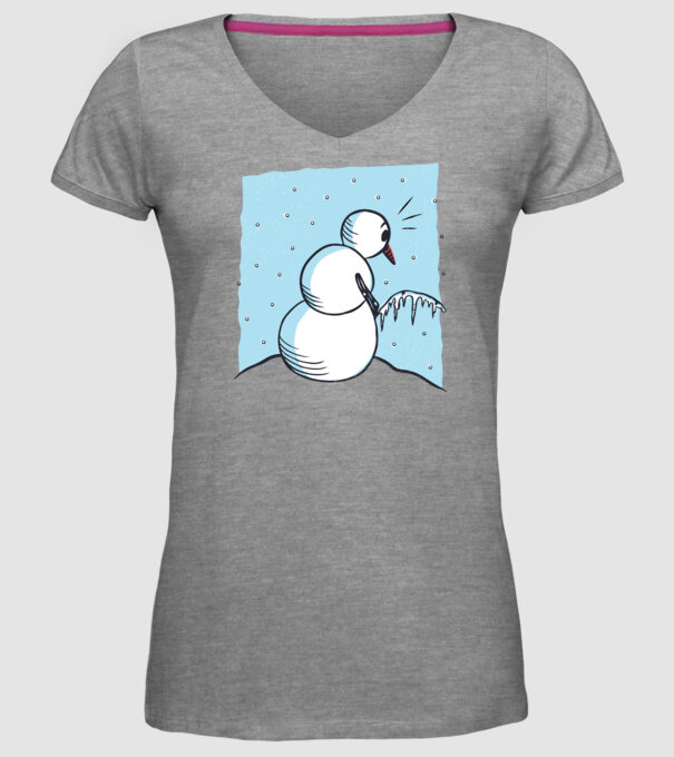 Om de zăpadă face pipi tricou amuzant model gri pe tricou