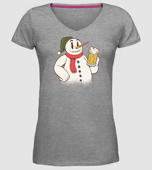 Om de zăpadă cu bere model gri pe tricou
