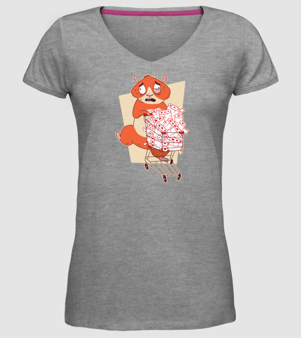 Hamster Panică cumpărături model gri pe tricou