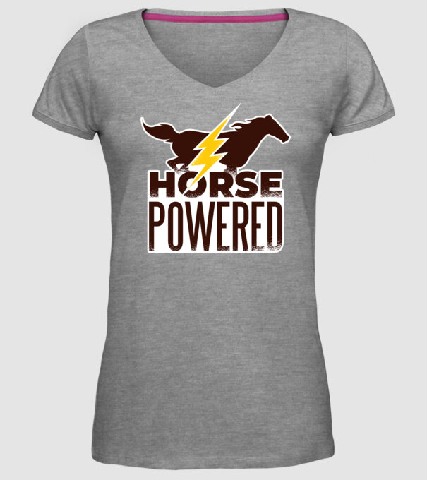 Horse Powered Cal-putere tricou călăreț model gri pe tricou