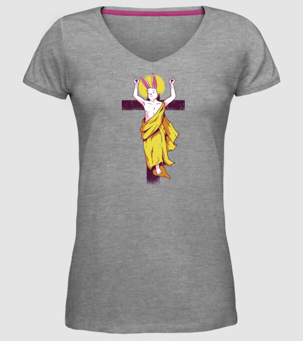 iepuraș de Paște Înviere model gri pe tricou