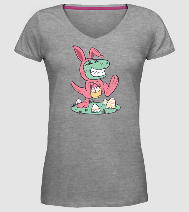 T-rex de Paște model gri pe tricou