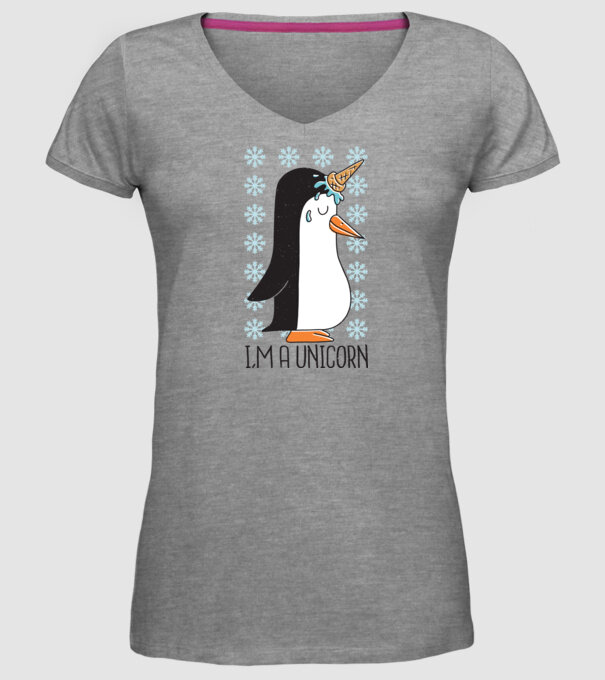'I''m a Unicorn - Pinguin Unicorn' model gri pe tricou