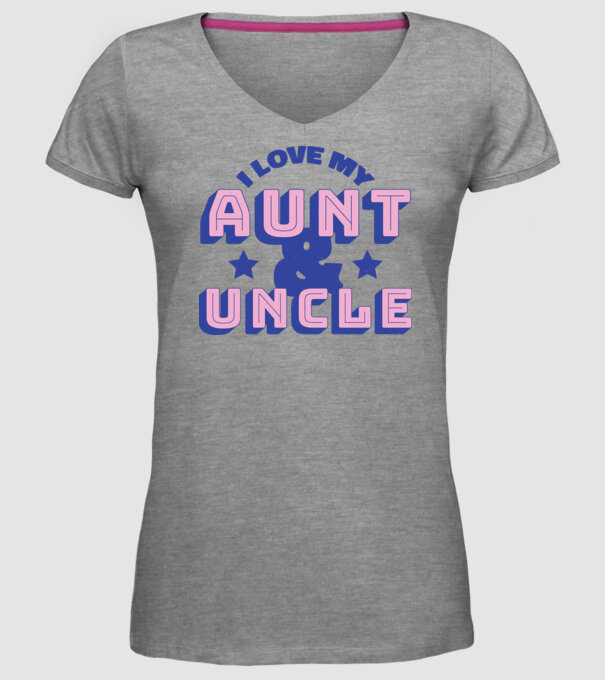 I Love My Aunt & Uncle model gri pe tricou