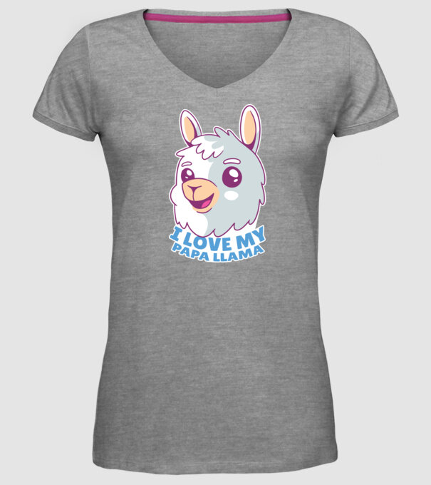 I Love My Papa Llama tricou drăguț cu lamă pentru bunicul model gri pe tricou
