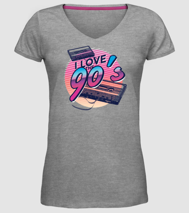 I love the 90s Casetă model gri pe tricou
