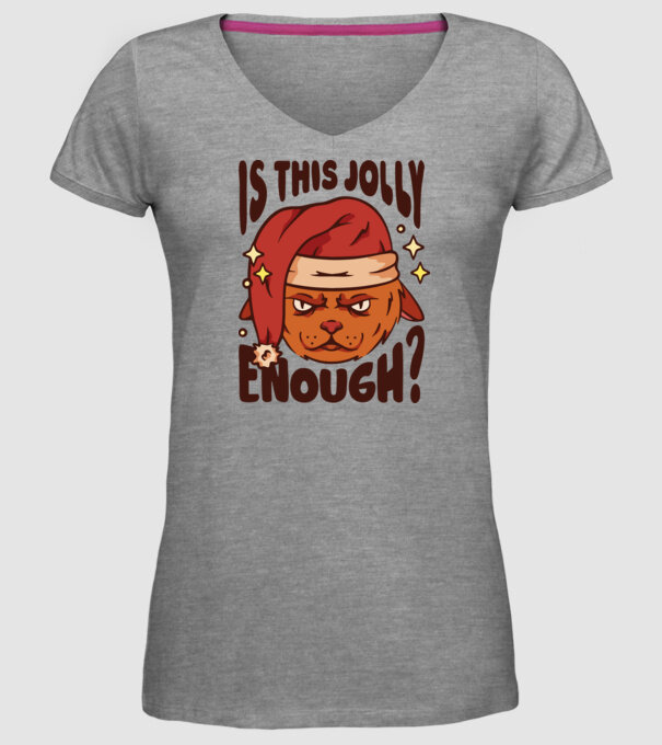 Is this Jolly enough tricou de Crăciun model gri pe tricou