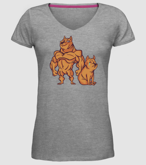 Câine musculos model gri pe tricou