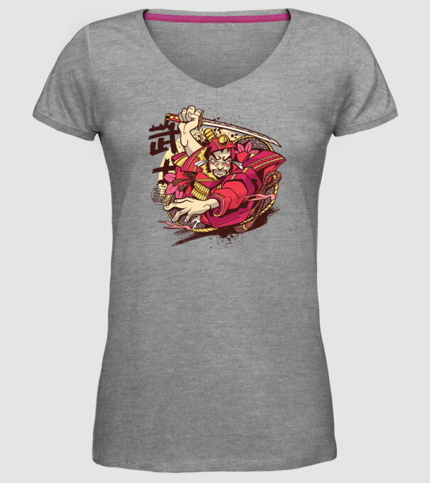 Războinic japonez model gri pe tricou