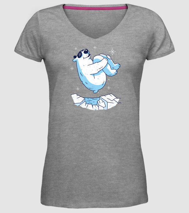 Urs polar Săritură bombă model gri pe tricou