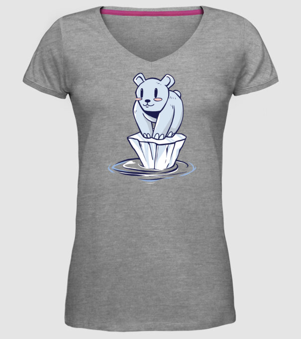 Urs polar pe gheața care se topește model gri pe tricou