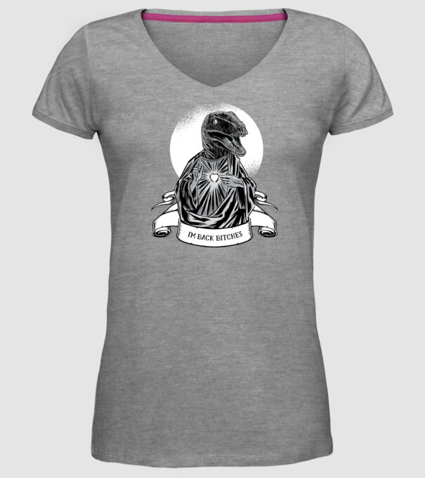 Iisus Raptor Dinozaur model gri pe tricou