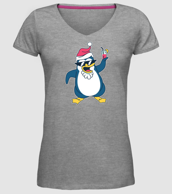 Pinguin de Crăciun model gri pe tricou