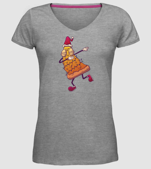 Pizza de Crăciun DAB model gri pe tricou