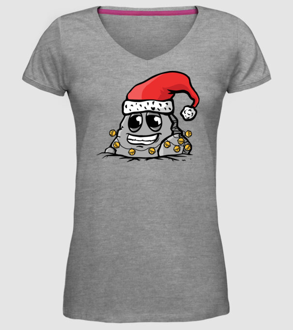 Stâncă de Crăciun model gri pe tricou