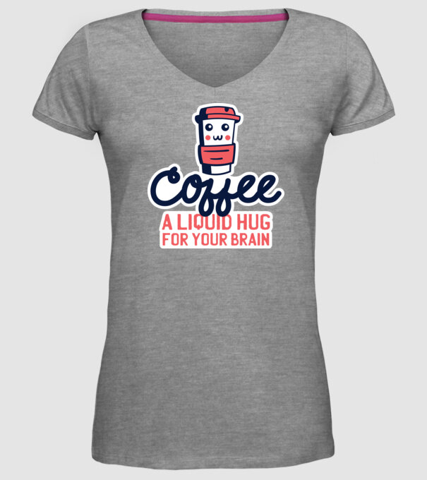 Cafea - o îmbrățișare lichidă pentru creier model gri pe tricou