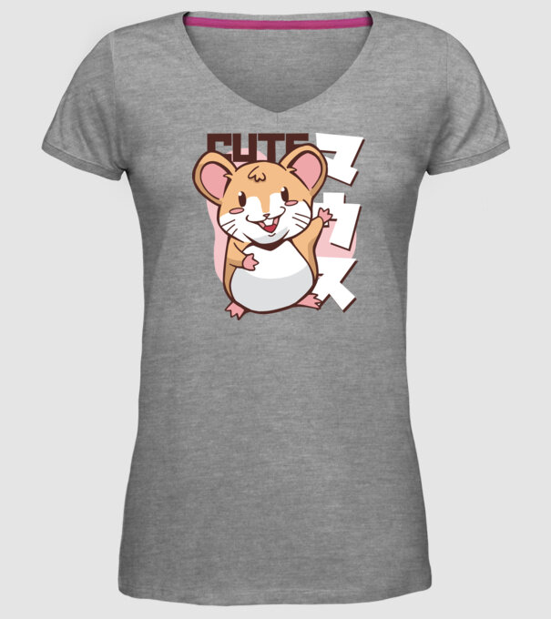 Șoarece Kawaii model gri pe tricou