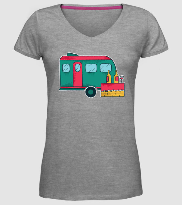Autorulotă Camping model gri pe tricou