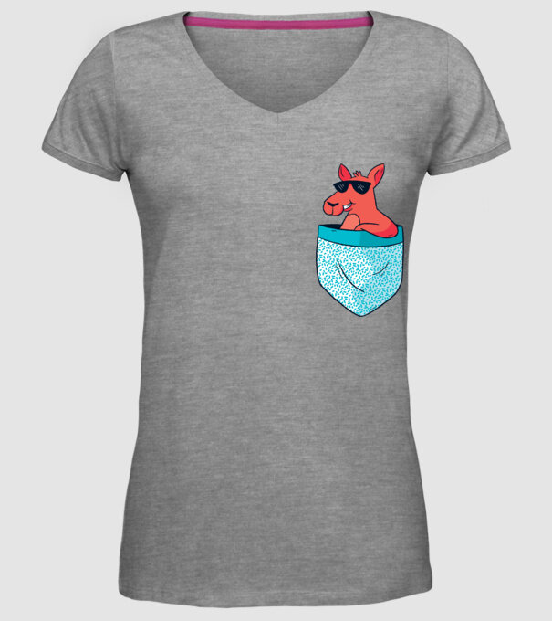 buzunar Cangur model gri pe tricou