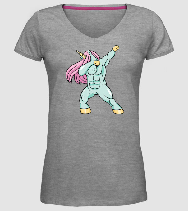 Unicorn Body Building DAB model gri pe tricou