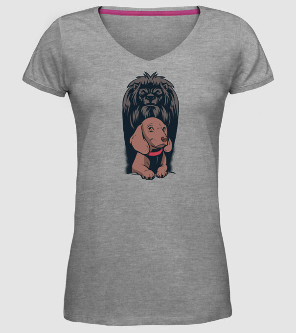 Cățeluș Leu cu umbră model gri pe tricou