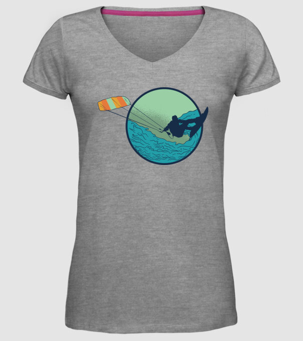 Tricou Kitesurf model gri pe tricou