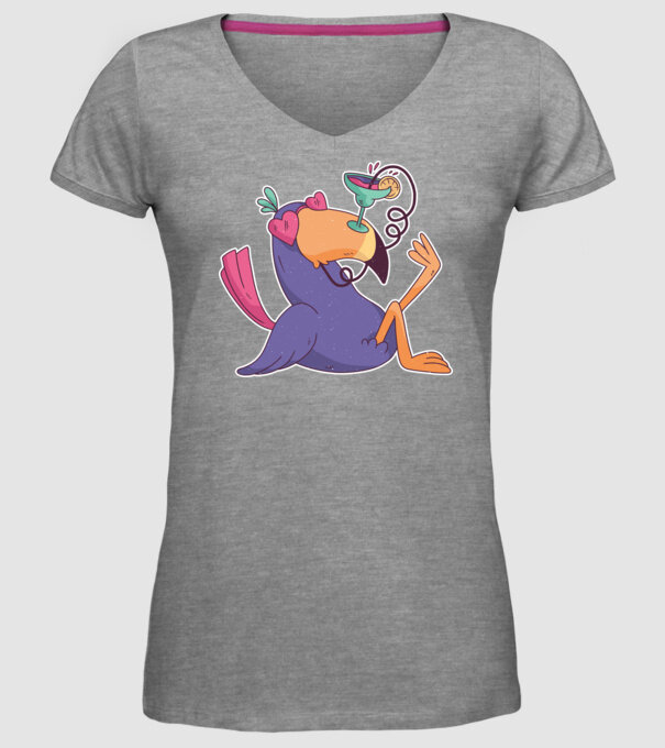 Toucan cu cocktail model gri pe tricou