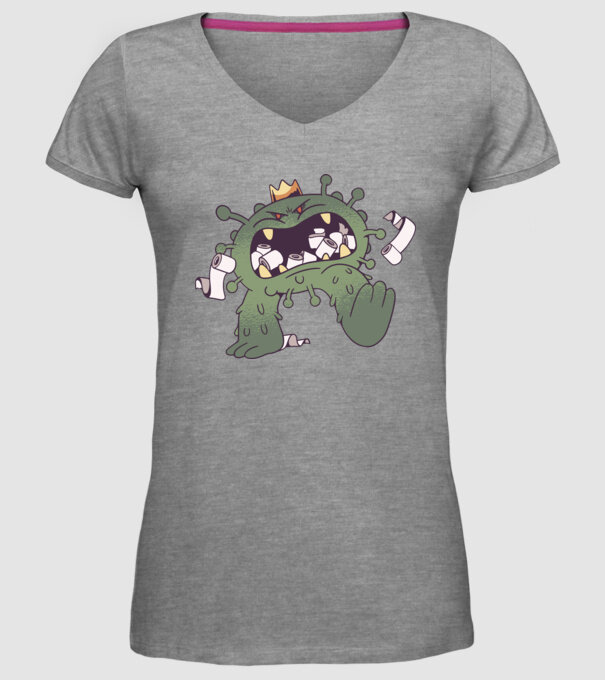 Monstru de hârtie igienică Coronavirus model gri pe tricou