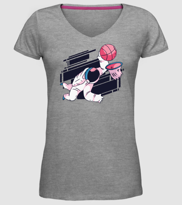 Astronaut Baschetbalist model gri pe tricou