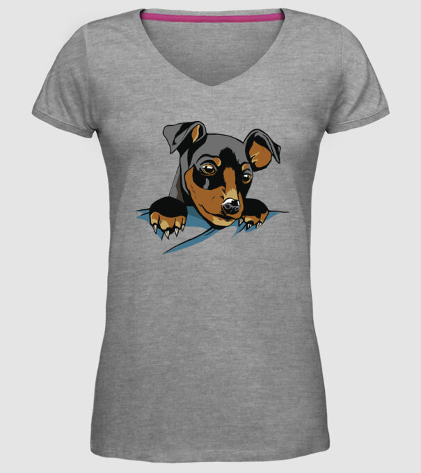 tricou drăguț câine în buzunar pentru iubitorii de câini model gri pe tricou