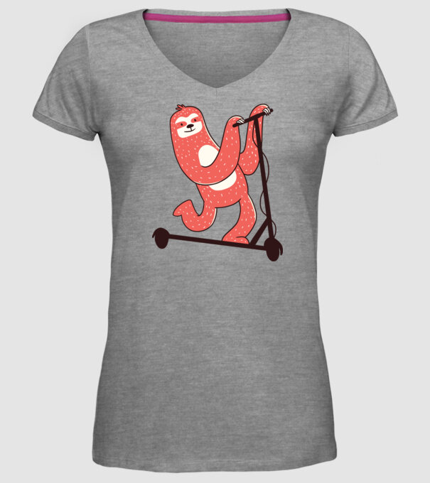 Leneș pe trotinetă model gri pe tricou