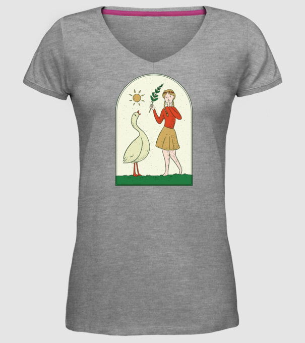 Poveste cu fata și gâsca model gri pe tricou
