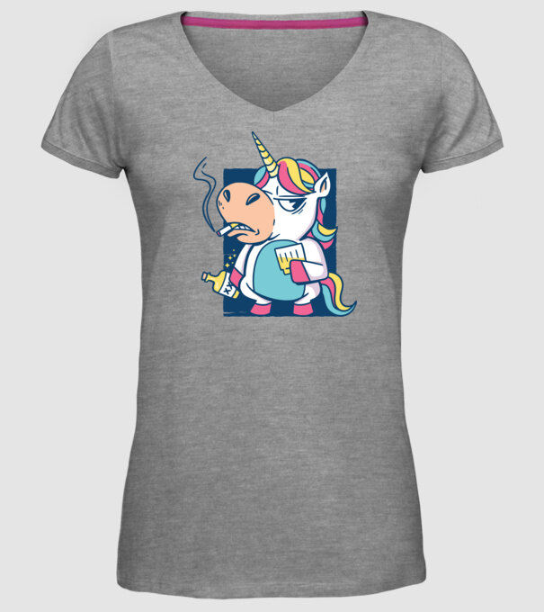 Unicorn rebel model gri pe tricou