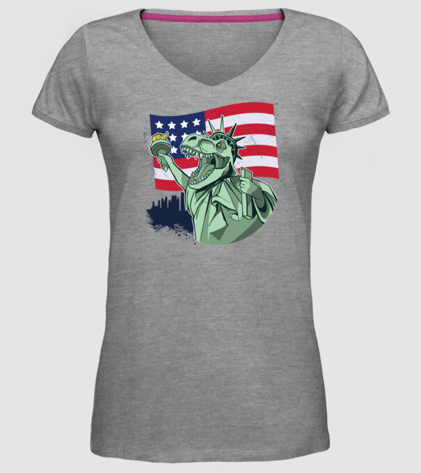 Liberty-Rex SUA Dinozaur model gri pe tricou