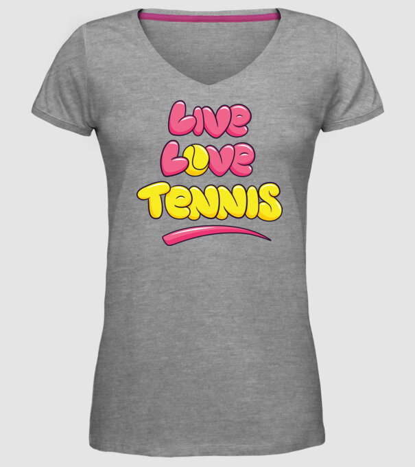 Live Love Tennis model gri pe tricou